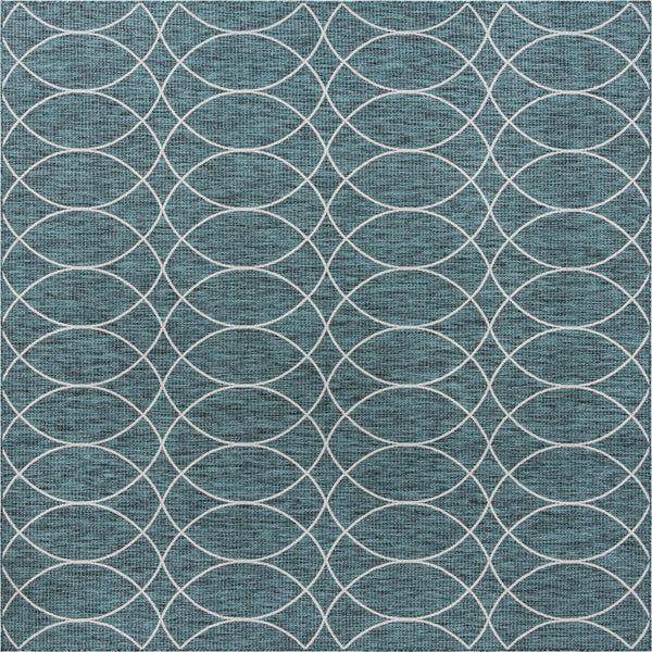 Garden Lattice Oasis Collection Area Rug -  Pavilion (Teal) Square Teal Main