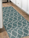 Garden Lattice Oasis Collection Area Rug -  Pavilion (Teal) Runner Teal  lifestyle 7