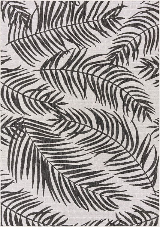 Seaside Blooms Collection Area Rug - Verdure (Charcoal Ivory) Rectangle Charcoal Ivory  lifestyle 2