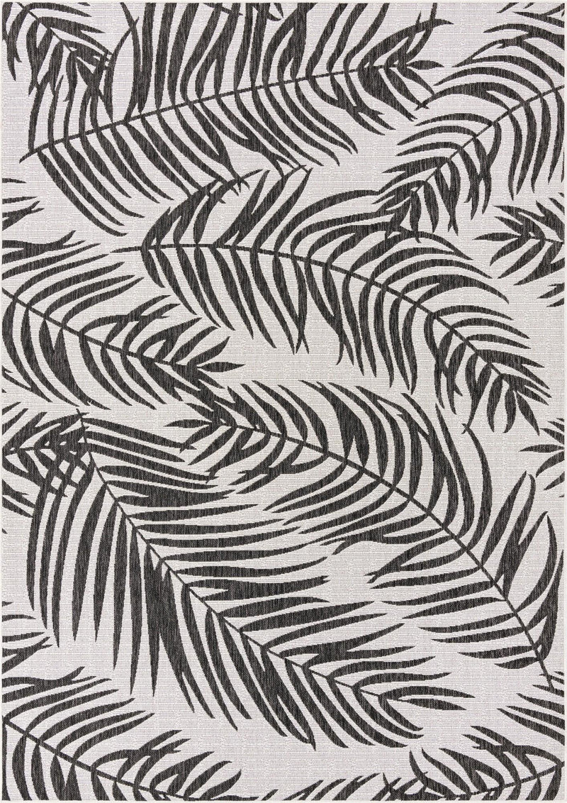 Seaside Blooms Collection Area Rug - Verdure (Charcoal Ivory) Rectangle Charcoal Ivory  lifestyle 2