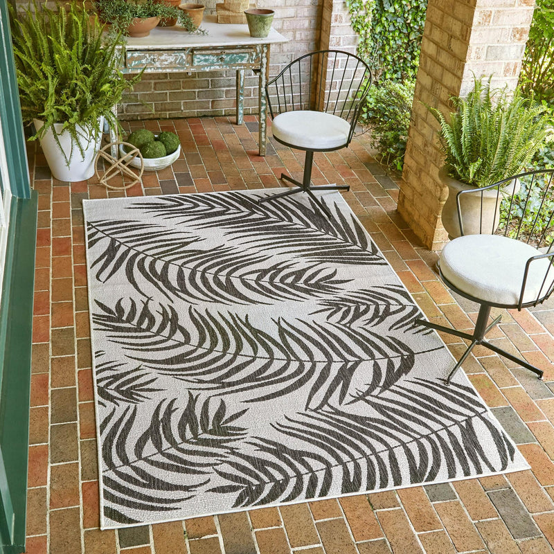 Garden Terrace Escape Collection Area Rug - Verdure (Charcoal Ivory) Rectangle Charcoal Ivory  lifestyle 10