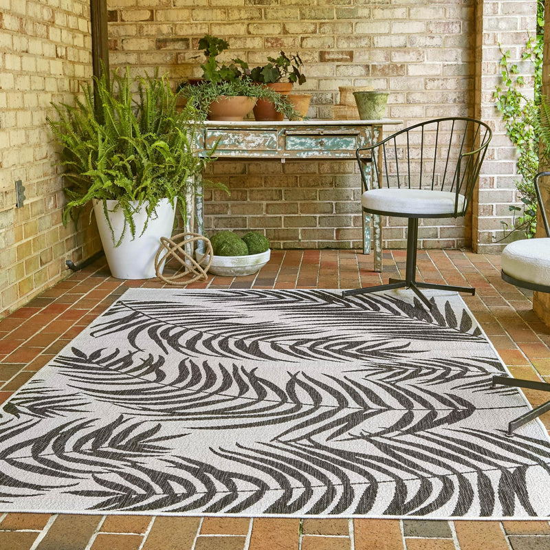Garden Terrace Escape Collection Area Rug - Verdure (Charcoal Ivory) Rectangle Charcoal Ivory  lifestyle 11