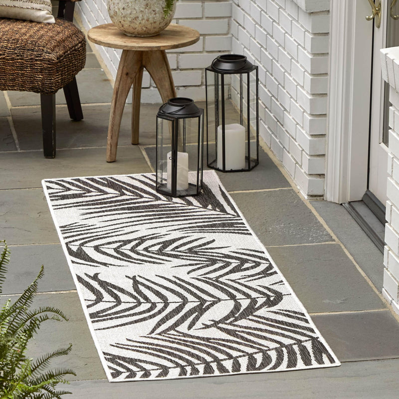 Garden Terrace Escape Collection Area Rug - Verdure (Charcoal Ivory) Runner Charcoal Ivory  lifestyle 8