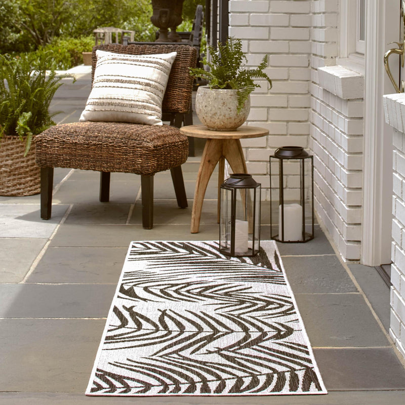 Garden Terrace Escape Collection Area Rug - Verdure (Charcoal Ivory) Runner Charcoal Ivory  lifestyle 9