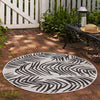 Garden Terrace Escape Collection Area Rug - Verdure (Charcoal Ivory) Round Charcoal Ivory  lifestyle 9