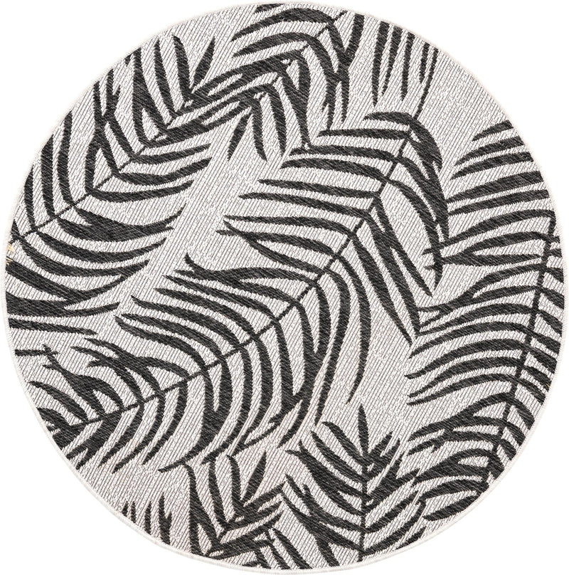 Garden Terrace Escape Collection Area Rug - Verdure (Charcoal Ivory) Round Charcoal Ivory Main