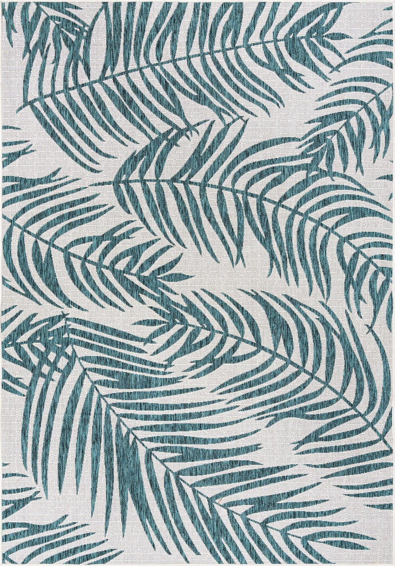 Seaside Blooms Collection Area Rug - Verdure (Teal Ivory) Rectangle Teal Ivory  lifestyle 2