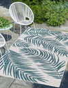 Garden Terrace Escape Collection Area Rug - Verdure (Teal Ivory) Rectangle Teal Ivory  lifestyle 0