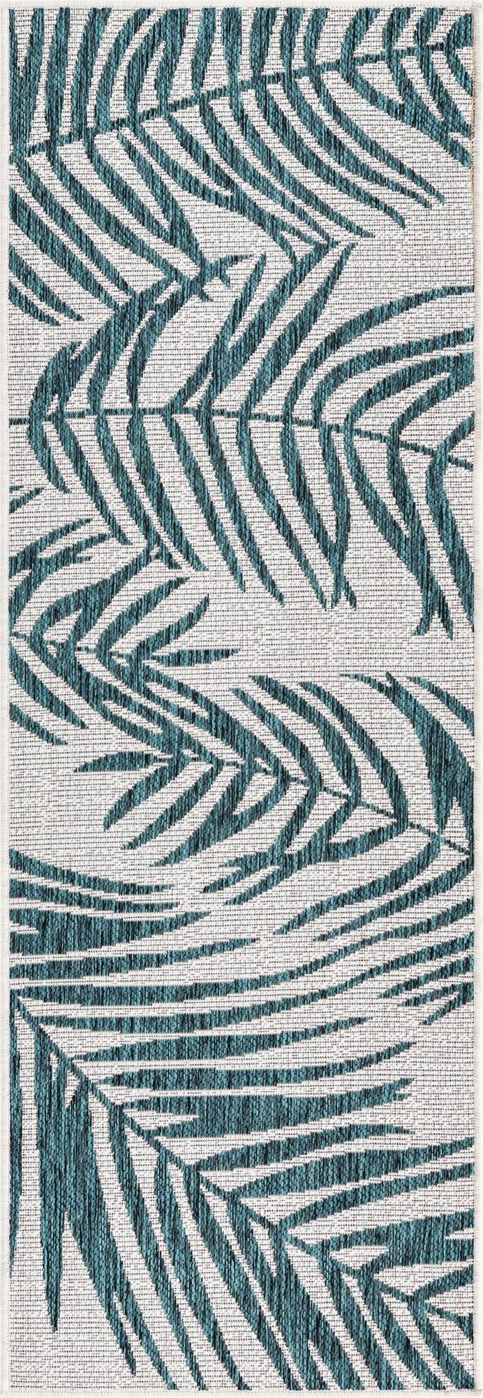Seaside Blooms Collection Area Rug - Verdure (Teal Ivory) Runner Teal and Ivory  lifestyle 26