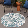 Garden Terrace Escape Collection Area Rug - Verdure (Teal Ivory) Round Teal Ivory  lifestyle 8