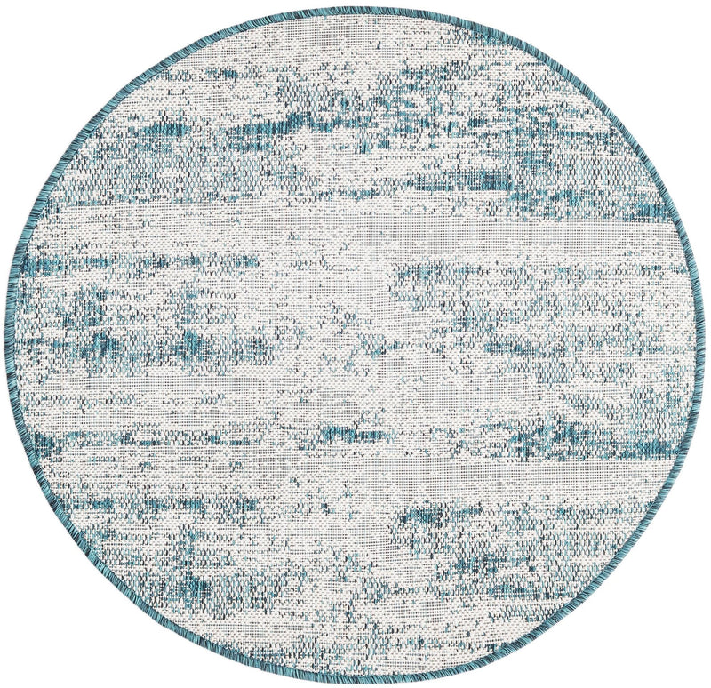 Urban Terrace Collection Area Rug -  Tribeca Round Teal  lifestyle 97