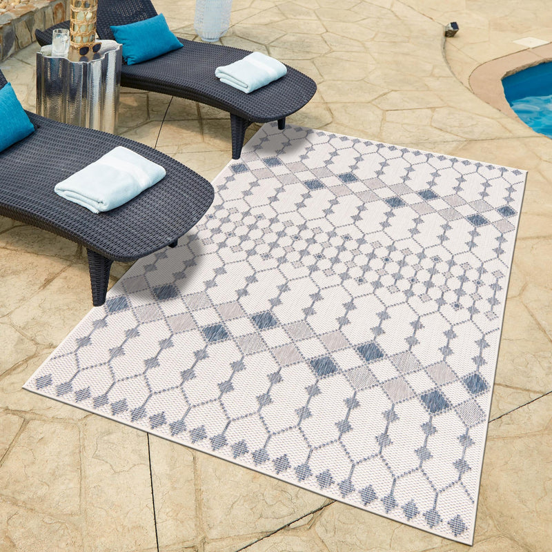 Garden Lattice Oasis Collection Area Rug -  Veranda Rectangle Ivory  lifestyle 96