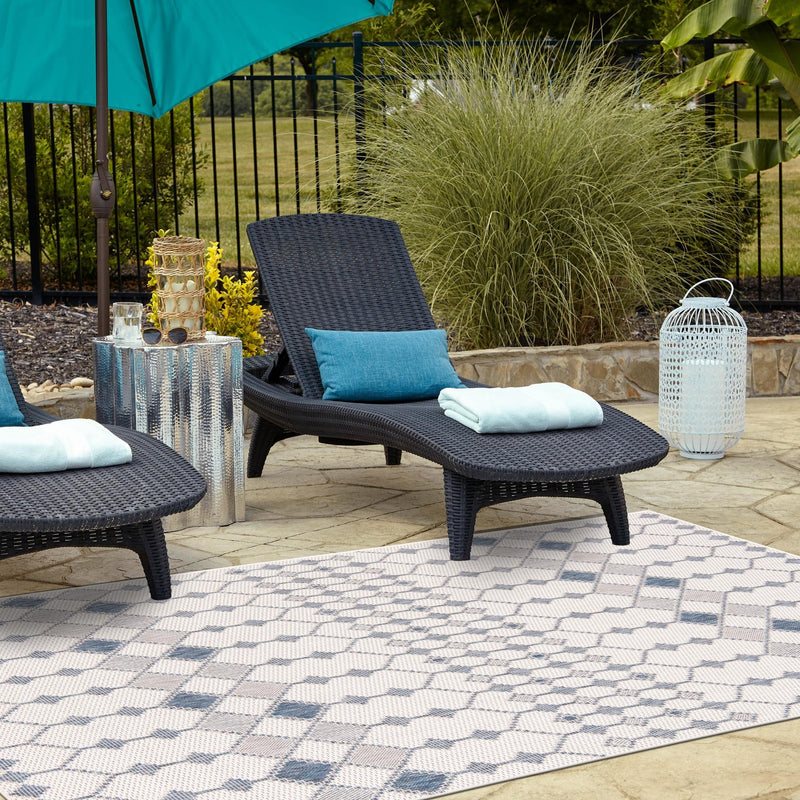 Garden Lattice Oasis Collection Area Rug -  Veranda Rectangle Ivory  lifestyle 102