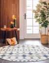 Garden Lattice Oasis Collection Area Rug -  Veranda Round Ivory  lifestyle 209
