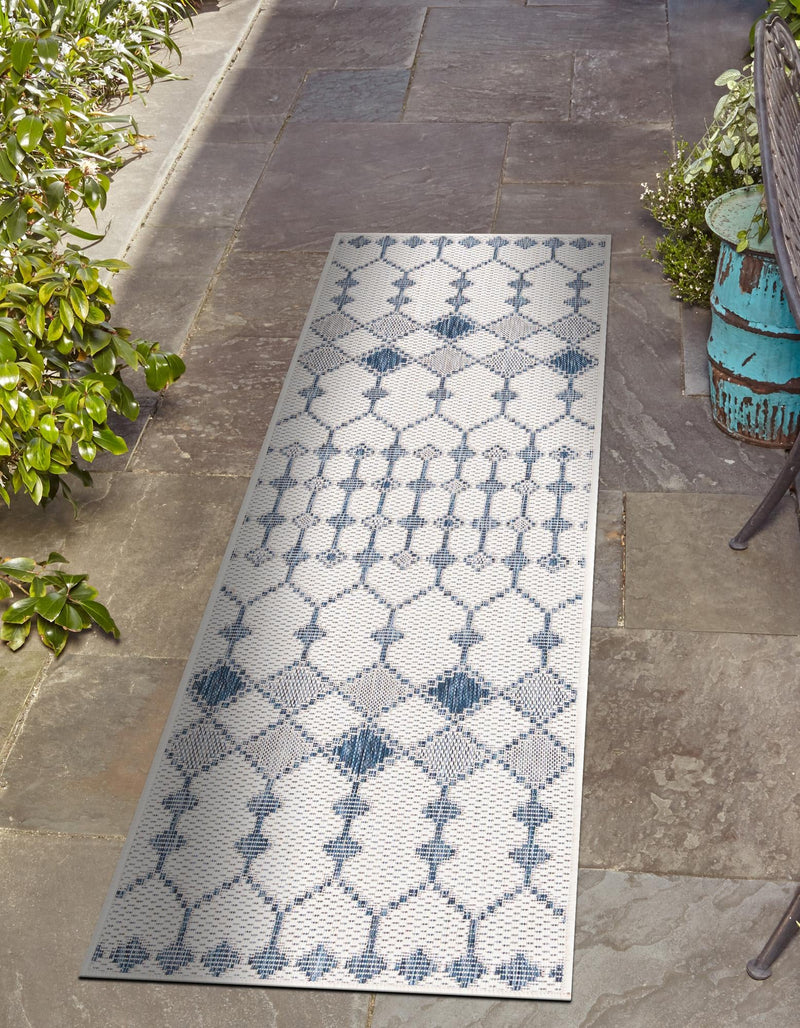 Garden Lattice Oasis Collection Area Rug -  Veranda Runner Ivory  lifestyle 198