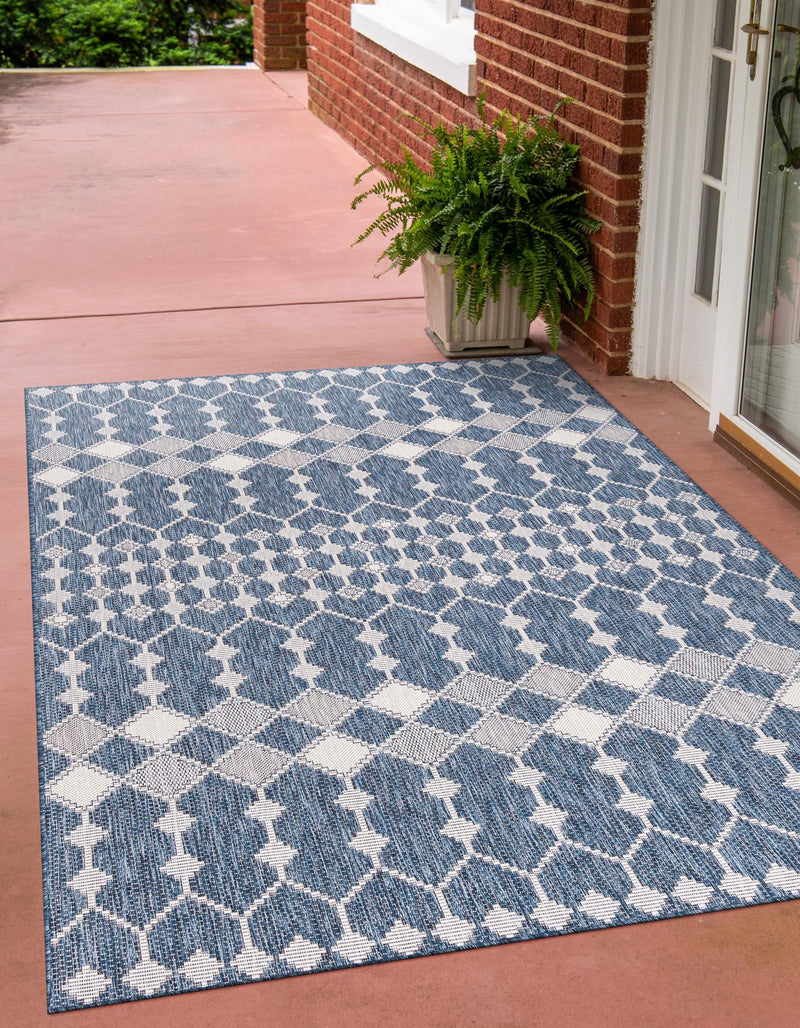 Garden Lattice Oasis Collection Area Rug -  Veranda Rectangle Blue  lifestyle 19