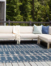 Garden Lattice Oasis Collection Area Rug -  Veranda Square Blue  lifestyle 136