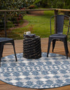 Garden Lattice Oasis Collection Area Rug -  Veranda Round Blue  lifestyle 3
