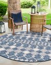 Garden Lattice Oasis Collection Area Rug -  Veranda Round Blue  lifestyle 151