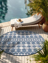 Garden Lattice Oasis Collection Area Rug -  Veranda Round Blue  lifestyle 175
