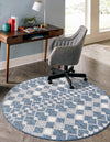 Garden Lattice Oasis Collection Area Rug -  Veranda Round Blue  lifestyle 187