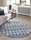 Garden Lattice Oasis Collection Area Rug -  Veranda Round Blue  lifestyle 211