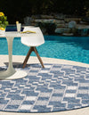 Garden Lattice Oasis Collection Area Rug -  Veranda Round Blue  lifestyle 223