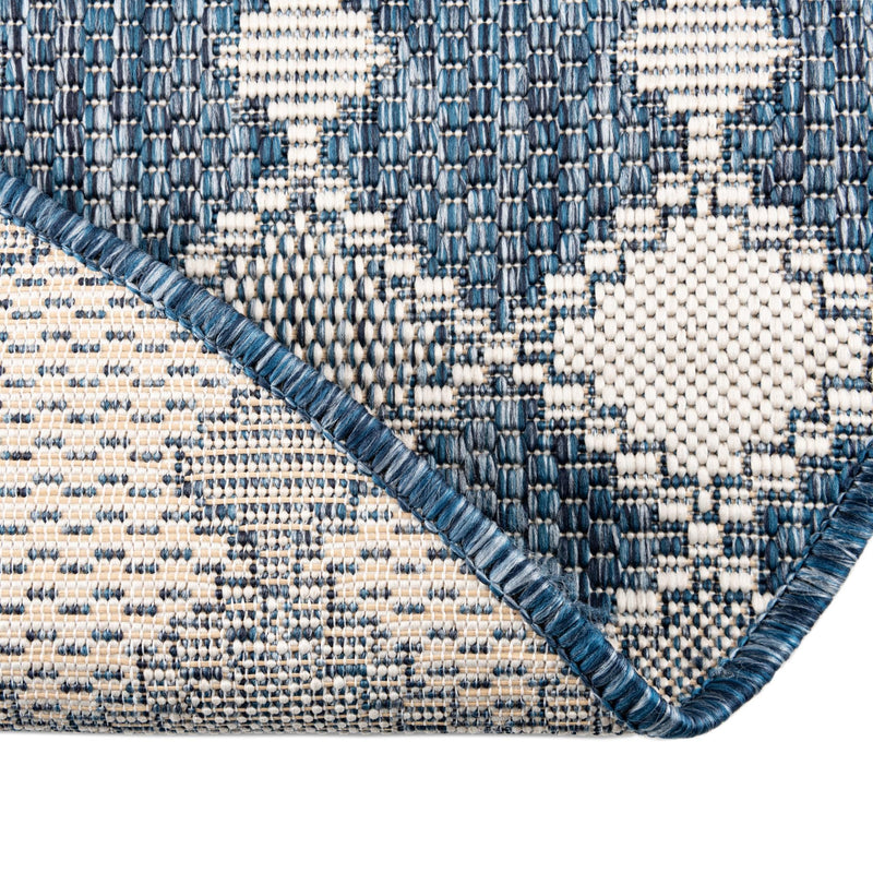 Garden Lattice Oasis Collection Area Rug -  Veranda Round Blue  lifestyle 9