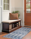 Garden Lattice Oasis Collection Area Rug -  Veranda Runner Blue  lifestyle 212
