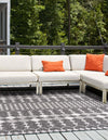 Garden Lattice Oasis Collection Area Rug -  Veranda Square Charcoal  lifestyle 139