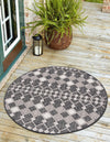 Garden Lattice Oasis Collection Area Rug -  Veranda Round Charcoal  lifestyle 201