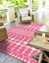 Garden Lattice Oasis Collection Area Rug -  Veranda Rectangle Magenta  lifestyle 4