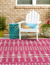 Garden Lattice Oasis Collection Area Rug -  Veranda Square Magenta  lifestyle 2