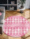 Garden Lattice Oasis Collection Area Rug -  Veranda Round Magenta  lifestyle 215
