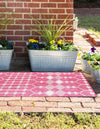 Garden Lattice Oasis Collection Area Rug -  Veranda Runner Magenta  lifestyle 4