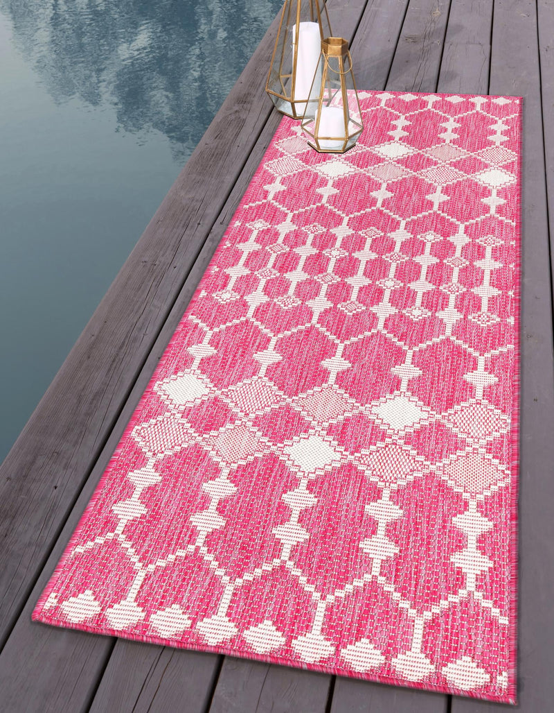 Garden Lattice Oasis Collection Area Rug -  Veranda Runner Magenta  lifestyle 8