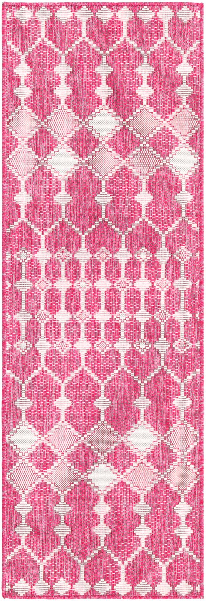 Garden Lattice Oasis Collection Area Rug -  Veranda Runner Magenta Main