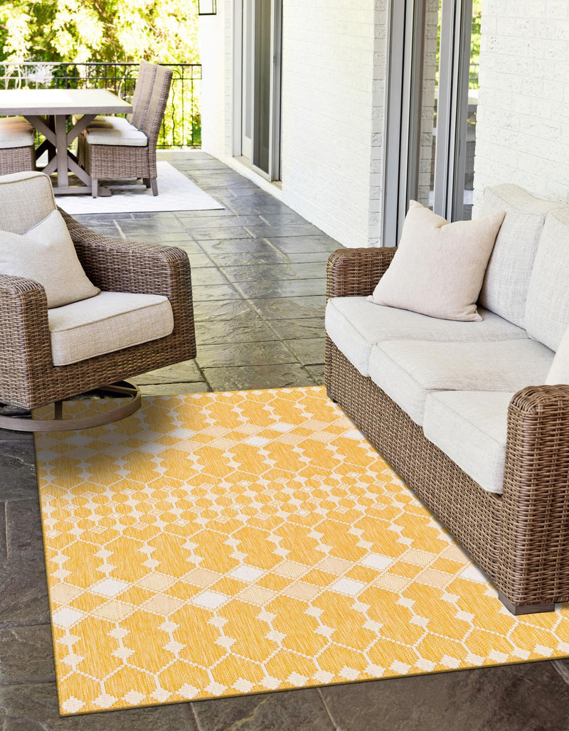 Garden Lattice Oasis Collection Area Rug -  Veranda Rectangle Yellow  lifestyle 6