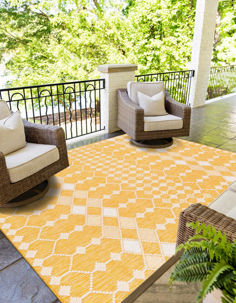 Garden Lattice Oasis Collection Area Rug -  Veranda Rectangle Yellow  lifestyle 8