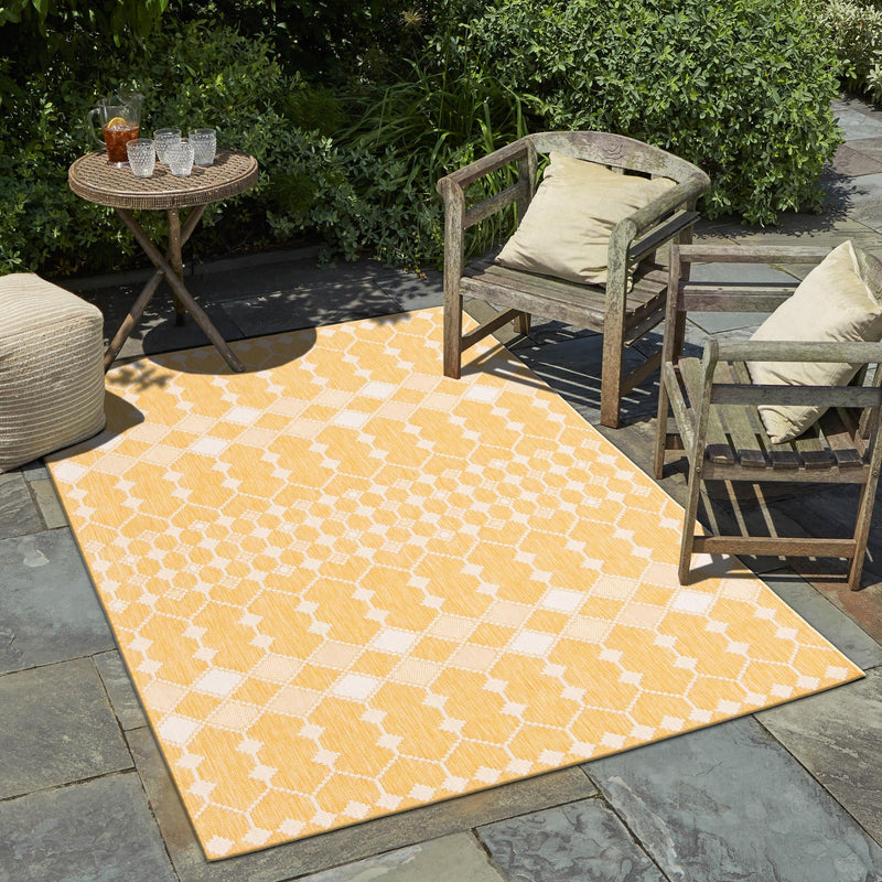 Garden Lattice Oasis Collection Area Rug -  Veranda Rectangle Yellow  lifestyle 24