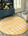 Garden Lattice Oasis Collection Area Rug -  Veranda Round Yellow  lifestyle 142