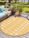 Garden Lattice Oasis Collection Area Rug -  Veranda Round Yellow  lifestyle 156