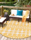 Garden Lattice Oasis Collection Area Rug -  Veranda Round Yellow  lifestyle 204
