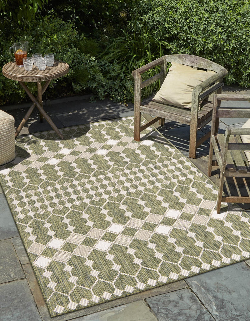 Garden Lattice Oasis Collection Area Rug -  Veranda Rectangle Green  lifestyle 9