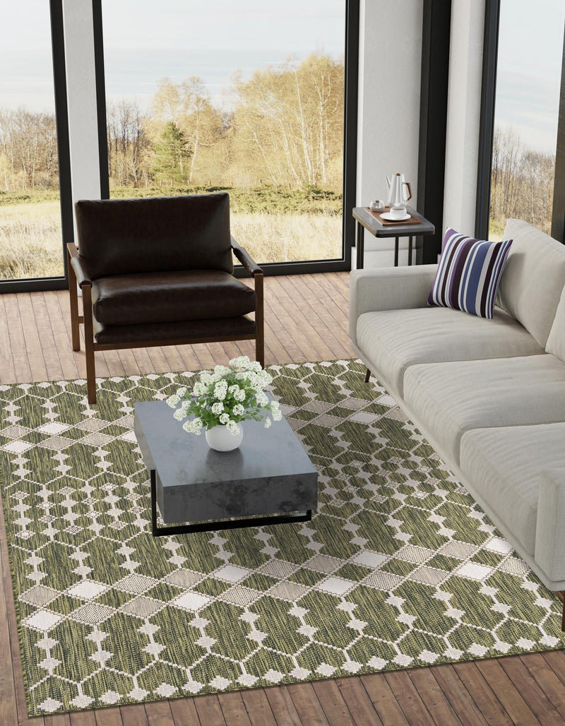 Garden Lattice Oasis Collection Area Rug -  Veranda Rectangle Green  lifestyle 27