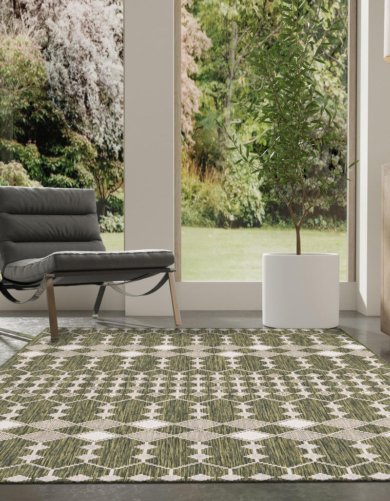 Garden Lattice Oasis Collection Area Rug -  Veranda Rectangle Green  lifestyle 39