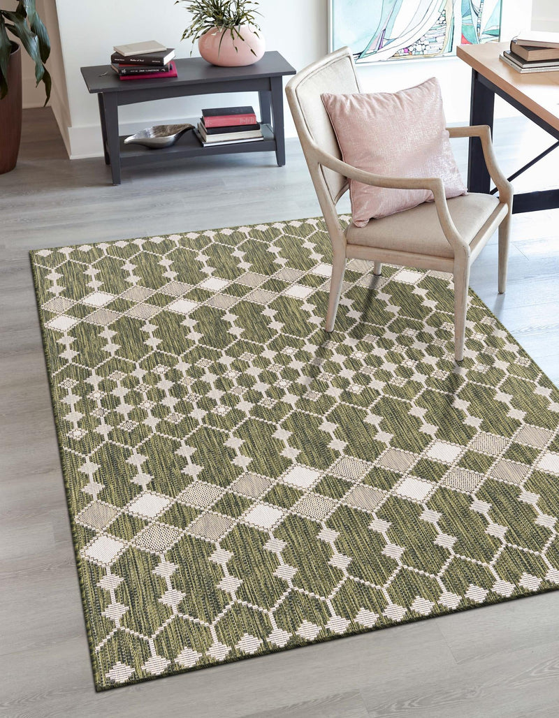 Garden Lattice Oasis Collection Area Rug -  Veranda Rectangle Green  lifestyle 51
