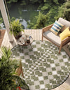 Garden Lattice Oasis Collection Area Rug -  Veranda Round Green  lifestyle 158