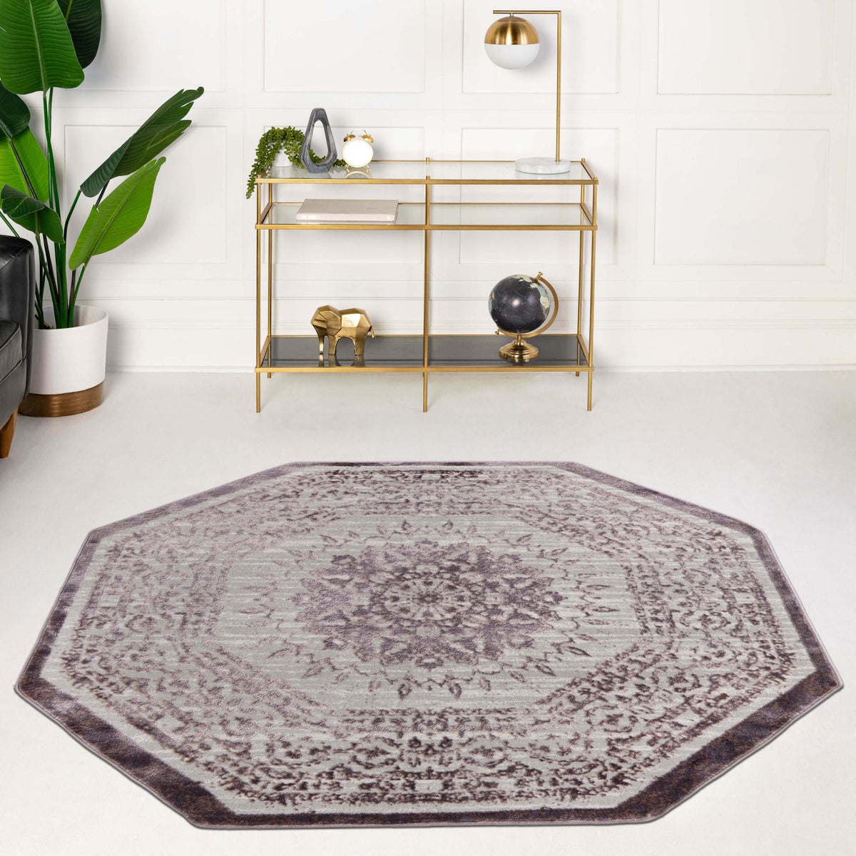 Derbyshire Elegance Collection Area Rug - Buxton Octagon Violet  lifestyle 112