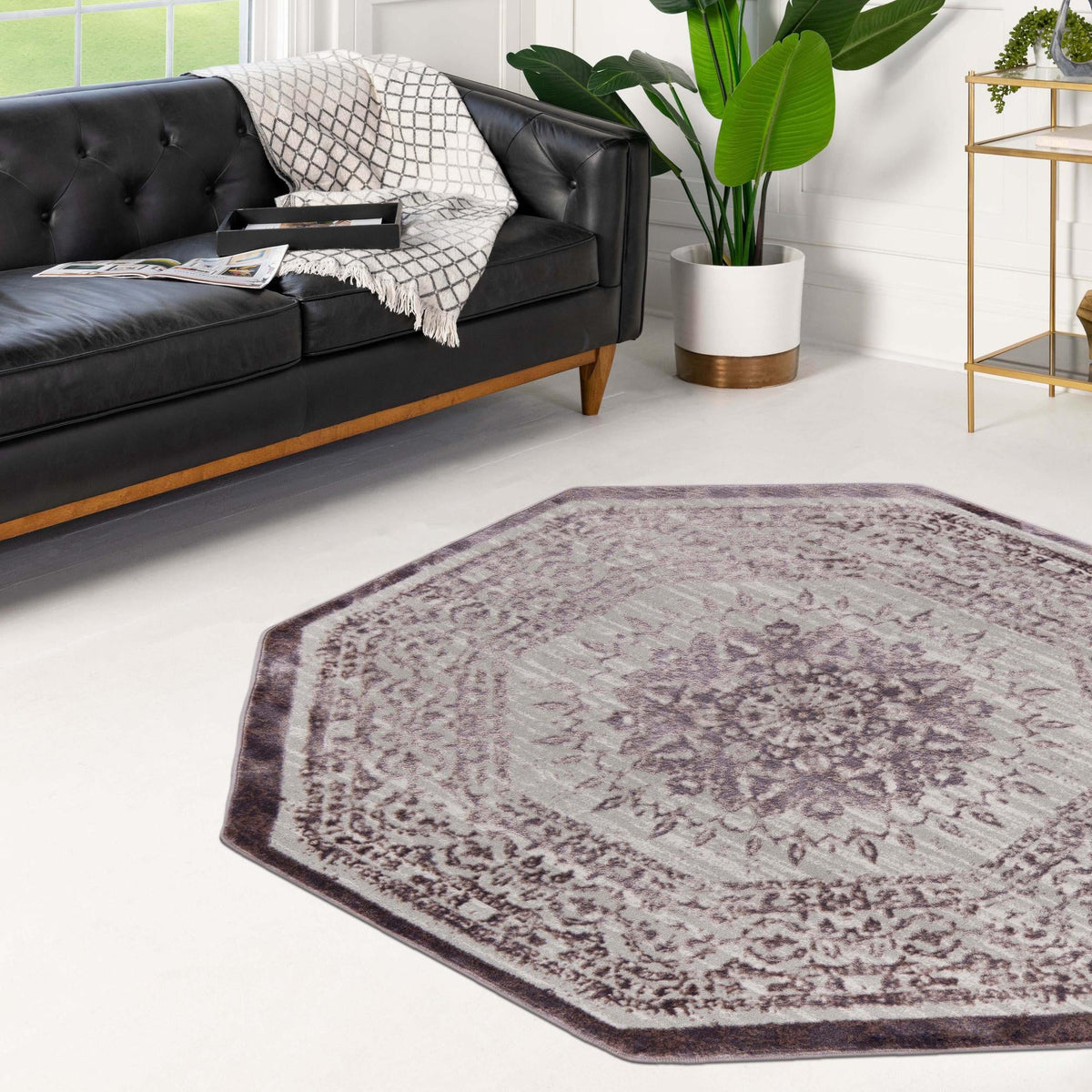 Derbyshire Elegance Collection Area Rug - Buxton Octagon Violet  lifestyle 124